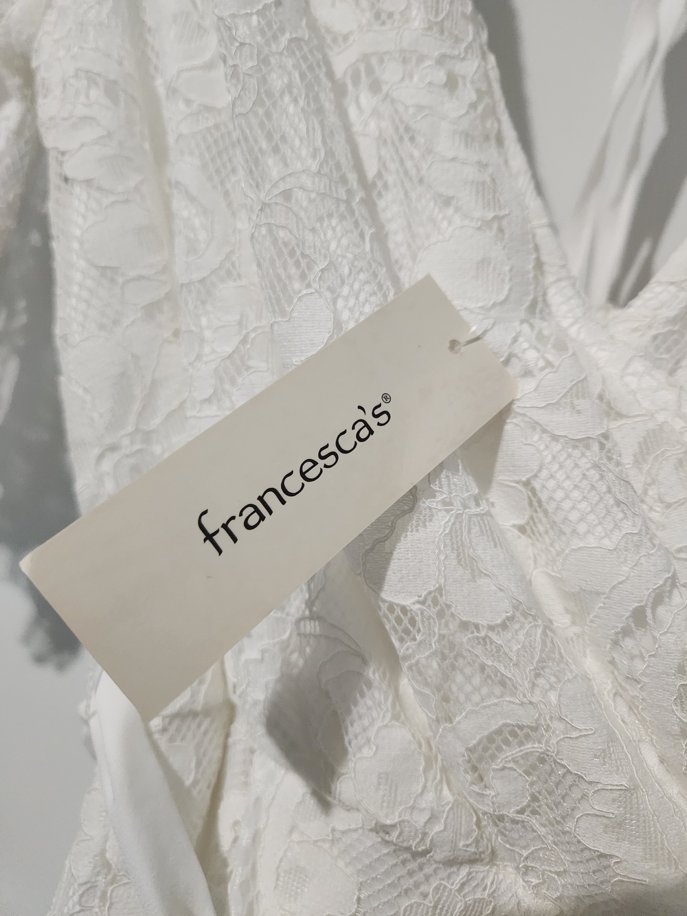 Francesca's White Lace Romper with Lace Detail - Picture 4 of 5